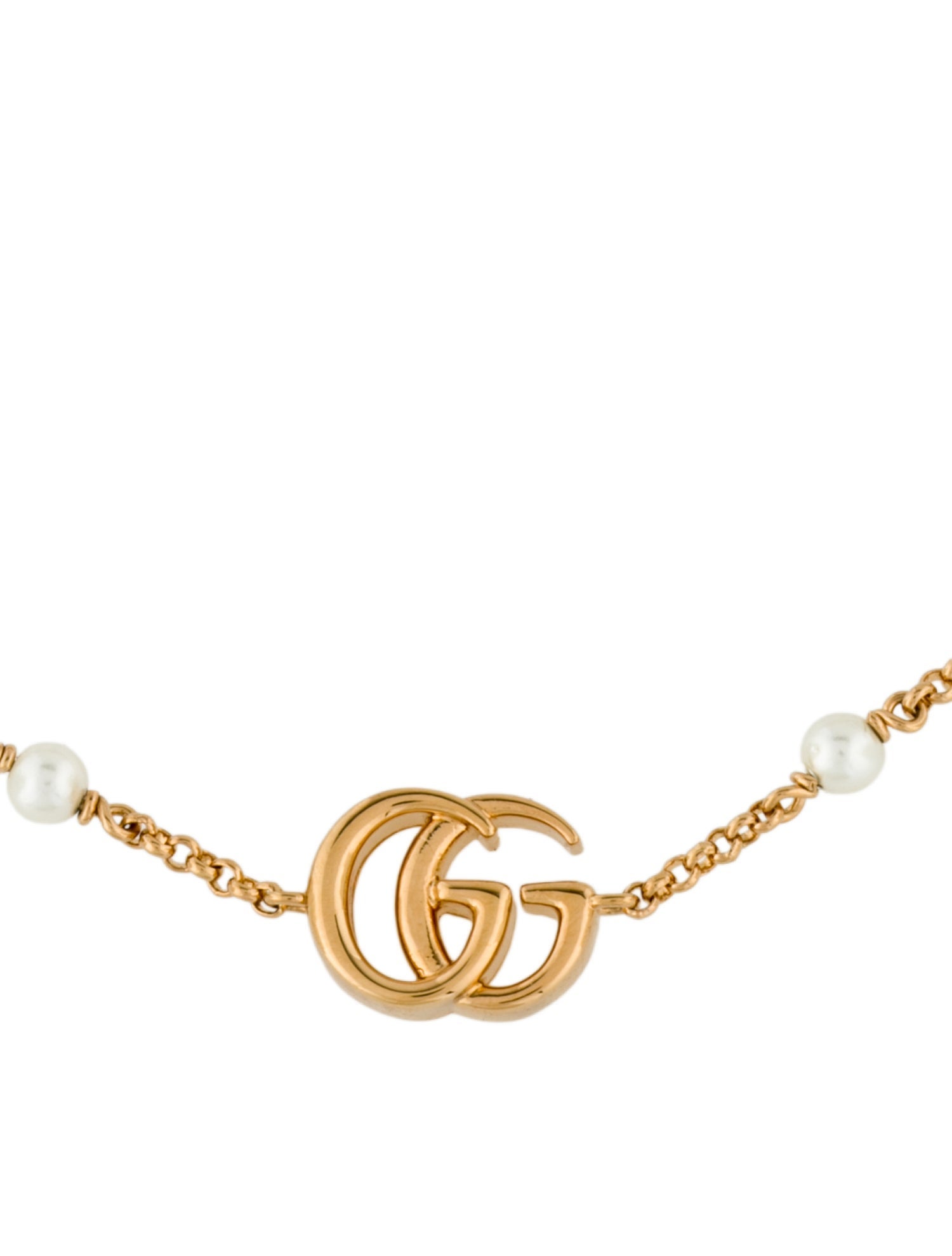 Gucci Faux Pearl GG Marmont Charm Station Bracelet